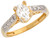 Two-Toned Real Gold White 2cctw CZ Classic Ladies Engagemant Ring (JL# R3926)