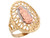 3 Tone Real Gold Our Lady Guadalupe Filigree Hearts Religious Ring (JL# R3723)