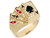 Solid Gold CZ Four of A Kind Poker Enamel Lucky Large Mens Ring (SKU# R3710)