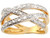 Two Tone Real Solid Gold CZ Criss Cross Band Ring (JL# R3666)