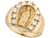 Real Solid Gold Virgin Mary Lady Guadalupe Horseshoe CZ Mens Ring (JL# R3637)