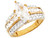 Two-tne Gold Marquise CZ Engagement Ring 3 Row Round and Baguette Accents (JL# R3334)