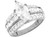 Two-tne Gold Marquise CZ Engagement Ring 3 Row Round and Baguette Accents (JL# R3334)