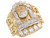 Two Tone Solid Gold Jesus Christian Religious CZ Large Mens Ring (JL# R3290)