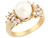Solid Gold 8.5mm Freshwater Cultured Marquise & Round CZ Beautiful Ring (JL# R2933)