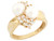 solid gold cz & two freshwater cultured high polish elegant fancy Ring jewelry (JL# R2907)