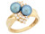 solid gold cz & two freshwater cultured high polish elegant fancy Ring jewelry (JL# R2907)