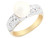 solid gold freshwater cultured & cz with rhodium eye catching Ring jewelry (JL# R2898)