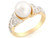 Solid Gold CZ with Rhodium & Freshwater Cultured Beautiful Fancy Ring Jewelry (JL# R2863)