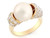 Solid Gold CZ with Rhodium & Freshwater Cultured Elegant Fancy Ring Jewelry (JL# R2856)