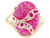 Solid Gold Whale Tail #1 Mom Fushia Simulated Opal Ring (JL# R2563)