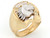 Tri Color Real Gold CZ Horseshoe Stallion Horse Handsome Mens Ring (JL# R2520)