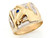 Two Tone Gold Horse Head Fancy Unique CZ Mens Ring (JL# R2519)