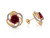 Two-Tone Gold Simulated Pink Tourmaline Birthstone Earrings (JL# E2428)