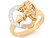 Two Tone Gold Heart CZ Angel Love Unique Ring (JL# R2419)
