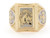 Solid Two Tone Gold Lucky Horseshoe Cross Mens Ring (JL# R2306)