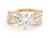 Gold 3 ct Round Sparkly CZ Baguette Engagement Ring (JL# R2208)
