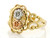 Gold Tricolor Flower Rose Diamond Cut Filigree Ring (JL# R1966)