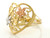 Solid Gold Tri-Color Flower Heart Diamond Cut Ring (JL# R1960)