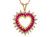 White CZ Simulated Ruby Accented Ladies Studded Heart Pendant (JL# P10044)