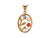 Tri-color Solid Gold Gorgeous Floral Rose Open Charm Pendant with Butterfly (JL# P9238)