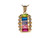 Two Tone Gold Multi Color CZ Modern Colorful Rainbow Mothers Charm Pendant (JL# P8617)