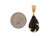 Solid Bold Black Modern Teardrop Swirl Charm Pendant (SKU# P8517)