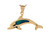 Simulated Opal Swimming Dolphin Charm Pendant (JL# P8040)