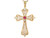 Gold Simulated Ruby 4.2cm Filigree Cross Christian Pendant (JL# P6876)