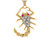 Gold White CZ & Simulated Ruby Eyes 5.8cm Diamond Cut Scorpion Pendant (JL# P6866)