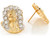 Two Tone Real Gold 1.92cm x 1.51cm Jesus Christ Petite Post Earrings (JL# E6409)