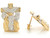 Two Tone Real Gold 2.0cm x 1.44cm Jesus Christ Cross Religious Post Earrings (JL# E6406)