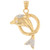 Two Tone Gold Real Dolphin Hoop Designer Charm Pendant (JL# P4880)