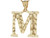 real yellow gold letter M diamond cut nugget design charm Pendant (JL# P4606)