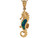 Yellow Real Gold Blue Green Simulated Opal Seahorse Womens Pendant (JL# P4262)