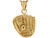 Yellow Real Gold Baseball Mitt Glove Ball Catcher Charm Pendant (JL# P3976)