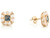 Real Gold 4mm Square Blue CZ Center Stone Cluster Post Earring (JL# E3167)