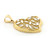 Gold Two-Tone Heart Leaf Diamond Cut Charm Pendant (JL# P1993)