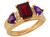 Genuine Gemstone and Diamond Accented Ladies Fancy Three Stone Ring (JL# R9905)