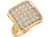 Two-Tone Gold Studded Ladies Wide Top Diamond Cut Square Cocktail Ring (JL# R10886)