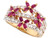 Two Tone Real Solid Gold Red & White CZ Stunning Unique Ring (JL# R3571)