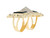 Iced Out Egyptian Pyramid and Dollar Signs Diamond Cut Two Finger Ring (JL# R11681)