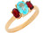 Ladies Real Blue Topaz and Garnet Elegant Everyday Ring (JL# R11131)