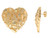 Large Diamond Cut Heart Gold Nugget Pushback Earrings (JL# E12100)
