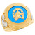 Gold Two-Tone Sapphire Blue Horseshoe CZ Mens Ring (JL# R1915)