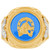 Gold Two-Tone Sapphire Blue Horseshoe CZ Mens Ring (JL# R1915)