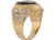 Two-Tone Gold Bold Black and CZ Eagle and Snake Mens Round Top Ring (JL# R11050)