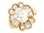 Gold Brilliant Baguette Ladies Floral Simulated April Birthstone Cluster Ring (SKU# R2449)