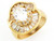 Gold Brilliant White Baguette CZ Ladies Floral Simulated April Birthstone Cluster Ring (SKU# R2447)
