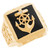 10k Yellow Gold Ship's Wheel and Anchor Black Onyx Mens Nautical Ring (SKU# R13395)